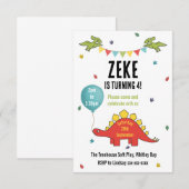 Dinosaurus Kinderfeest Uitnodiging (Voorkant / Achterkant)