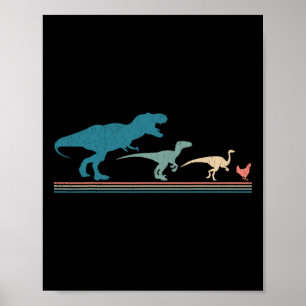 Dinosaurus Kip Evolutie Grappig Vintage Retro 70s Poster