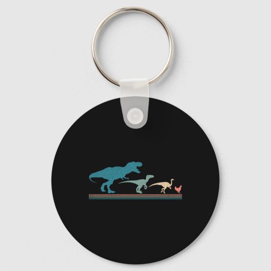 Dinosaurus Kip Evolutie Grappig Vintage Retro 70s Sleutelhanger (Voorkant)