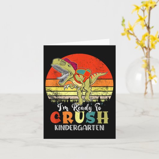  dinosaurus klaar om de kindertuin terug te trekke kaart (Gele Bloem)