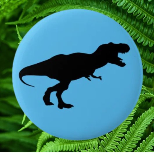 Dinosaurus Kleurrijk Blauw Ronde Button 5,7 Cm