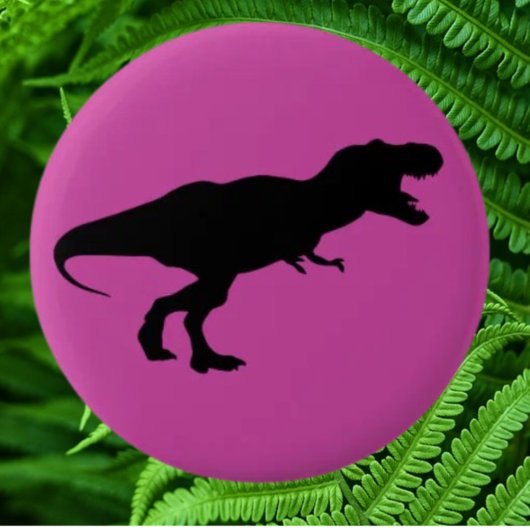Dinosaurus Kleurrijk Roze Ronde Button 5,7 Cm