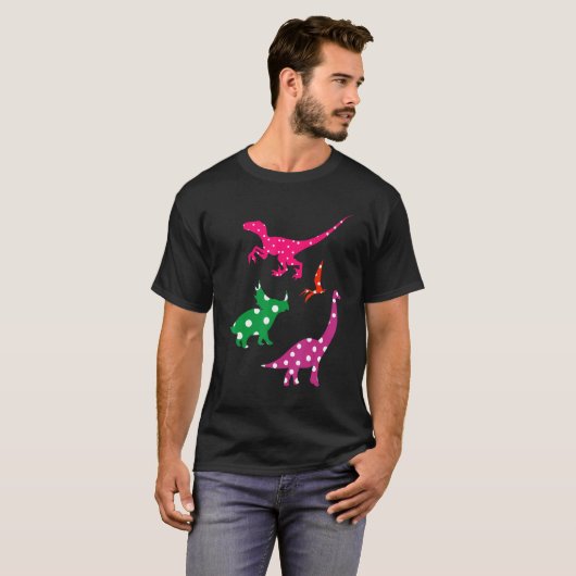 Dinosaurus Kleurrijke Trex Kostuum Internationale  T-shirt (Voorkant volledig)
