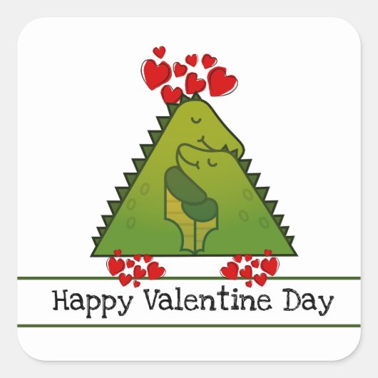 Dinosaurus Koppel Valentijnsticker Vierkante Sticker (Voorkant)