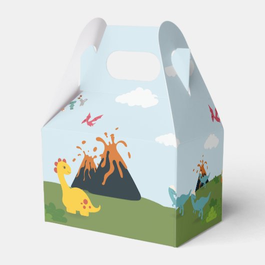 Dinosaurus land/dino land met vulkaan verjaardag bedankdoosjes (Achterkant)