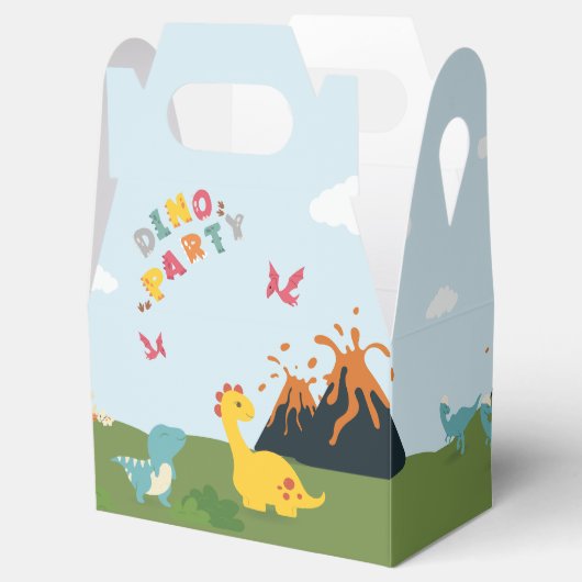 Dinosaurus land/dino land met vulkaan verjaardag bedankdoosjes (Geopend)