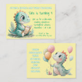 Dinosaurus leest een verjaardagsuitnodiging notitiekaartje (Voorkant / Achterkant)