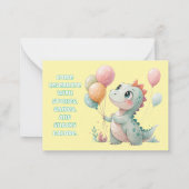 Dinosaurus leest een verjaardagsuitnodiging notitiekaartje (Achterkant)