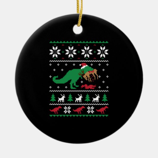 Dinosaurus Lelijke Kerstmis Grappige Kerstmis Keramisch Ornament (Voorkant)