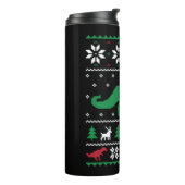 Dinosaurus Lelijke Kerstmis Grappige Kerstmis Thermosbeker (Gedraaid links)