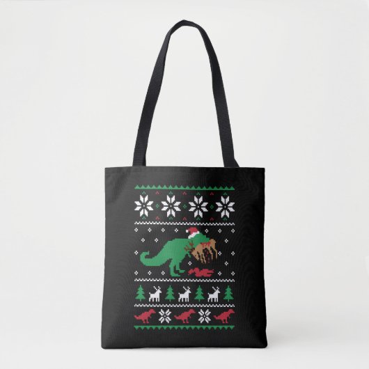 Dinosaurus Lelijke Kerstmis Grappige Kerstmis Tote Bag (Voorkant)
