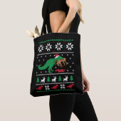 Dinosaurus Lelijke Kerstmis Grappige Kerstmis Tote Bag (Dichtbij)