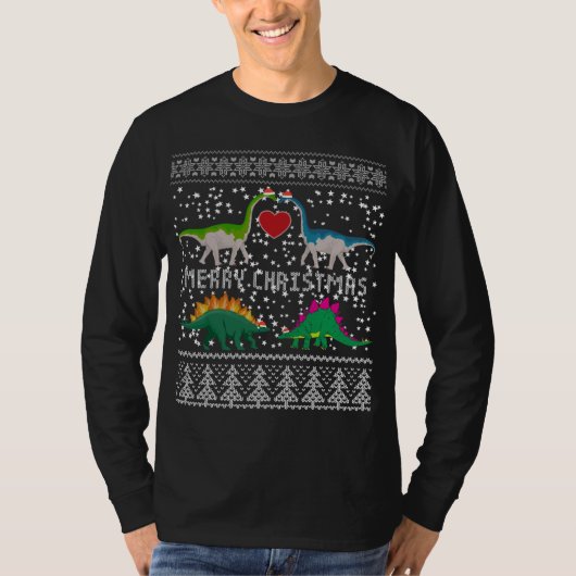 Dinosaurus Lelijke Kersttrui Grappige Xmas T-shirt (Voorkant)