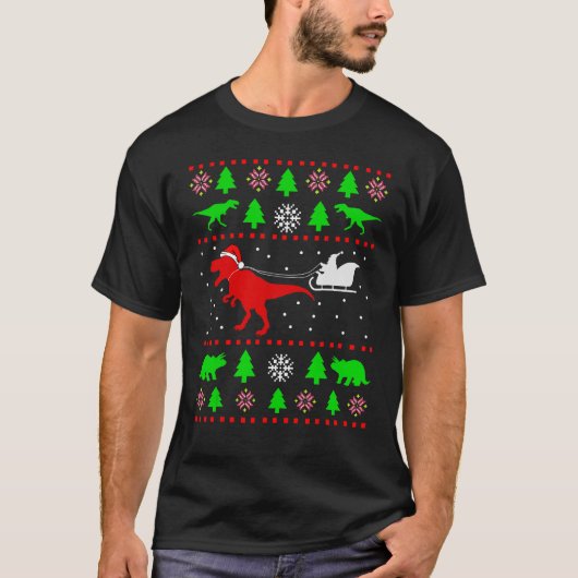 Dinosaurus Lelijke Kersttrui voor volwassenen kind T-shirt (Voorkant)