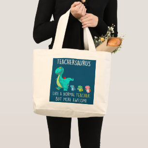 Dinosaurus leraar als normale leraar grote tote bag