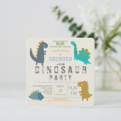 Dinosaurus leuke moderne verjaardagsfeestje kaart (Staand voorkant)