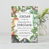 Dinosaurus Leuke Verjaardagsfeestje Kaart (Staand voorkant)