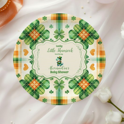 Dinosaurus Lucky Little Shamrock Papieren Bordje