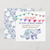 Dinosaurus Mandala Vlaggen Baby shower Uitnodiging (Voorkant / Achterkant)