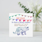 Dinosaurus Mandala Vlaggen Baby shower Uitnodiging (Staand voorkant)