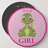 Dinosaurus Meisje Baby shower T Rex Ronde Button 6,0 Cm (Voorkant /achterkant)