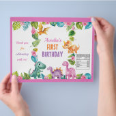 Dinosaurus Meisje Eerste Verjaardag Chip Bag Wrapp Flyer (Hand)