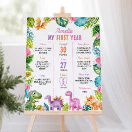 Dinosaurus meisje eerste verjaardag mijlpaal Poste Poster