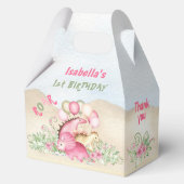 Dinosaurus Meisje Pastel Roze Groen Verjaardag Med Bedankdoosjes (Voorkant)