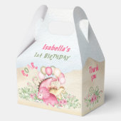 Dinosaurus Meisje Pastel Roze Groen Verjaardag Med Bedankdoosjes (Achterkant)