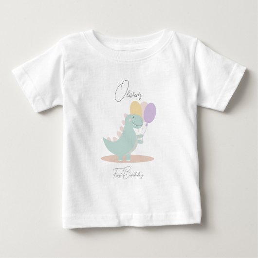 Dinosaurus Meisje Roze Blauw Lila Verjaardagsfeest (Voorkant)