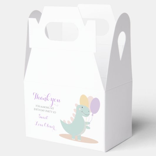 Dinosaurus Meisje Roze Blauw Lila Verjaardagsfeest Bedankdoosjes (Geopend)