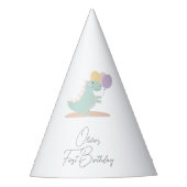 Dinosaurus Meisje Roze Blauw Lila Verjaardagsfeest Feesthoedjes (Voorkant)