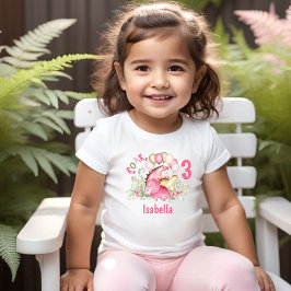 Dinosaurus Meisje Roze Pastel Naam Bloemen Verjaar Kinder Shirts