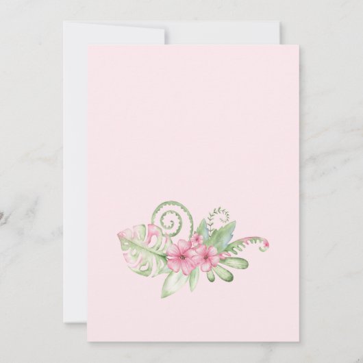 Dinosaurus Meisje Roze Pastel Schattige Bloemen 1e Kaart (Achterkant)