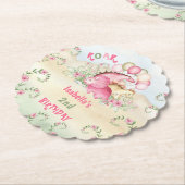 Dinosaurus Meisje Roze Pastel Schattige Bloemen 2e Kartonnen Onderzetters (Gekanteld)