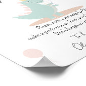 Dinosaurus Meisje Roze Verjaardagsfeesttijd Capsul Poster (Hoek)