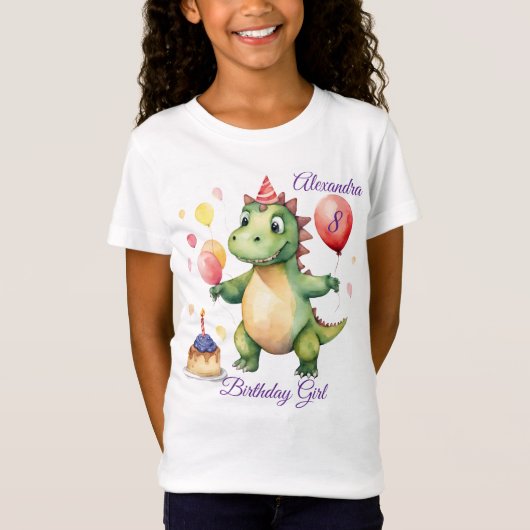 Dinosaurus meisje verjaardag t-shirt (Voorkant)