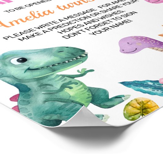 Dinosaurus Meisje Verjaardag Tijd Capsule Teken Poster (Hoek)