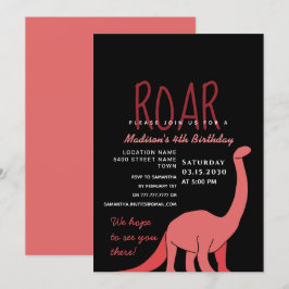 Dinosaurus Meisje Verjaardagsuitnodiging Kaart