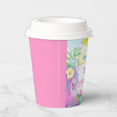 Dinosaurus Meisjes Bloemen Glitter Verjaardag Papieren Bekers (Rechts)