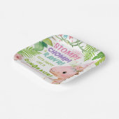 Dinosaurus Meisjes Roze Verjaardagsfeestje Papier  Papieren Bordje (Gebogen)