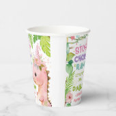 Dinosaurus Meisjes Roze Verjaardagsfeestje Papiere Papieren Bekers (Rechts)