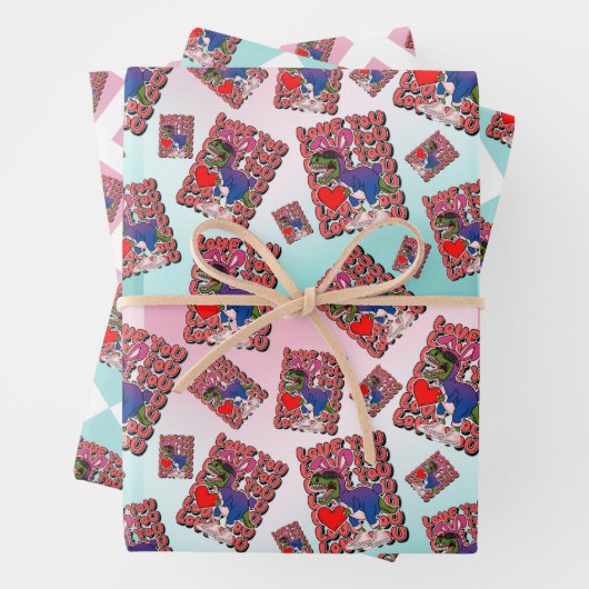 Dinosaurus met Сkostuum in Biseksuele Vlag Kleuren Inpakpapier Vel (In situ)