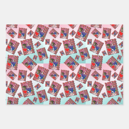 Dinosaurus met Сkostuum in Biseksuele Vlag Kleuren Inpakpapier Vel (Voorkant)