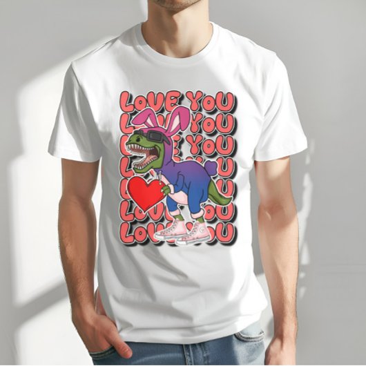 Dinosaurus met Сkostuum in Biseksuele Vlag Kleuren T-shirt
