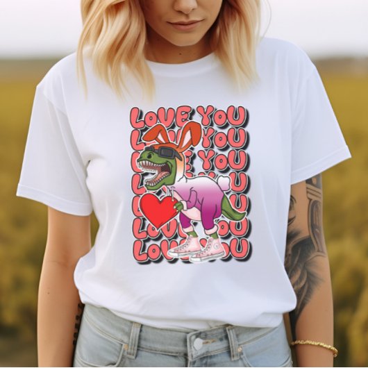 Dinosaurus met Сkostuum in Lesbische Vlag Kleuren T-shirt