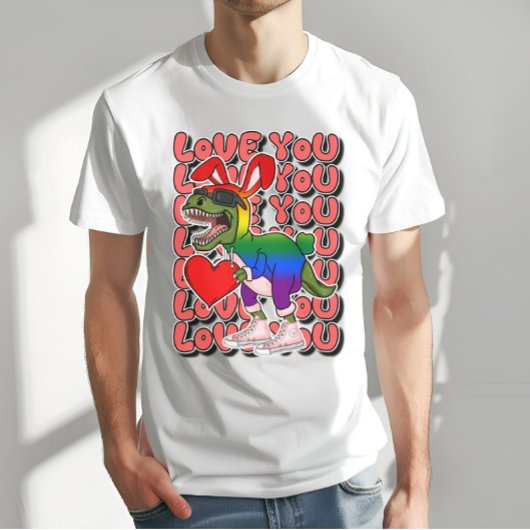 Dinosaurus met Сkostuum in Rainbow Flag Kleuren T-shirt