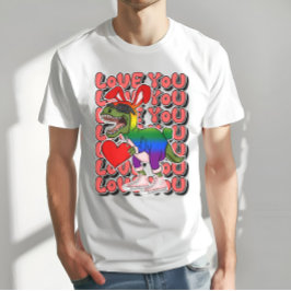 Dinosaurus met Сkostuum in Rainbow Flag Kleuren T-shirt