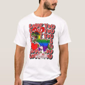 Dinosaurus met Сkostuum in Rainbow Flag Kleuren T-shirt (Voorkant)