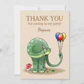 Dinosaurus met ballonnen verjaardag bedankkaart (Voorkant)